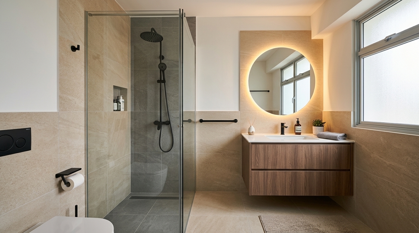 Modern HDB master bathroom partial makeover in Singapore